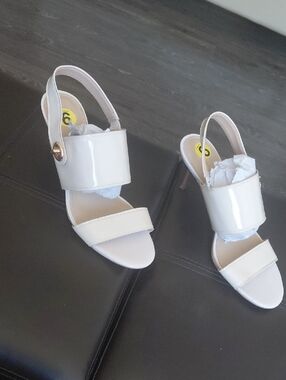 Coach White Patent Leather Slingback Heels